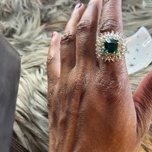 Emerald and diamond ring